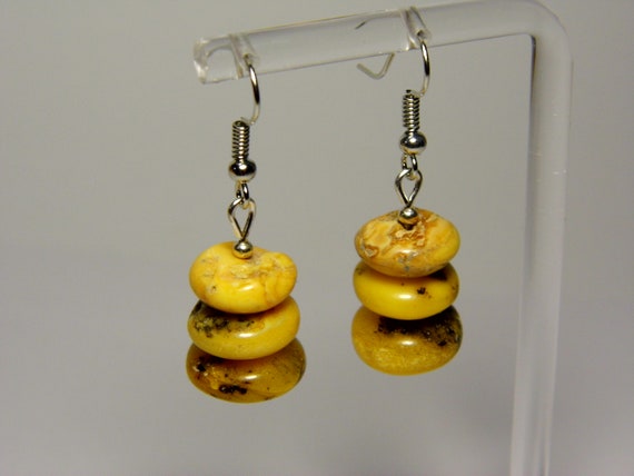 Baltic Amber Dangle Drop Earrings Multicolor Brindled Natural Genuine Stone 4626