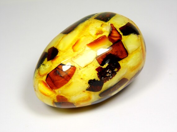 Baltic Amber Egg Shape 2.4 x 1.6" Souvenir Multicolor Gemstone Mosaic 4928