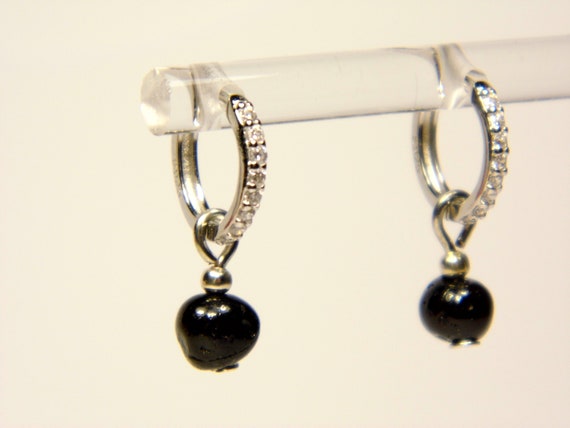 Natural Baltic Amber dangle / drop women's earrings black 4184
