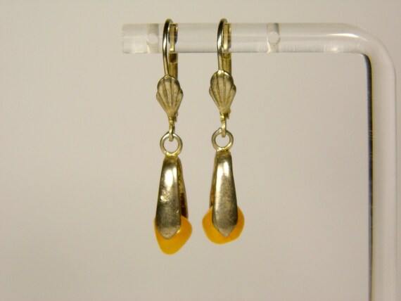 Baltic Amber Dangle Drop Earrings Yellow Natural Stone  Genuine Gemstone 5945