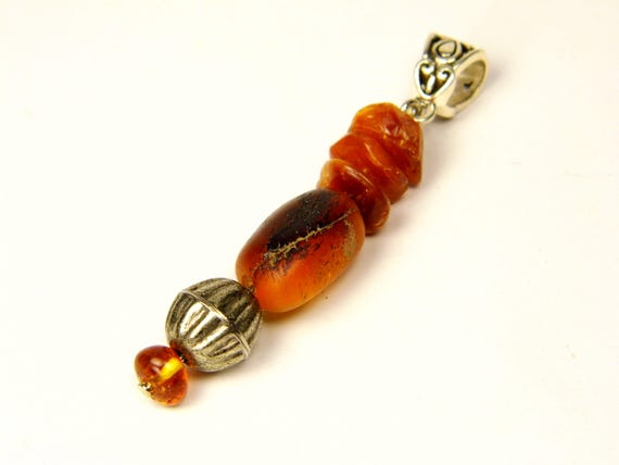 Baltic Amber Pendant Charm Brown Natural Stone Genuine Gemstone A0310