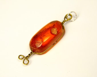 Vintage Baltic Amber Pendant Brown Cognac Transparent Natural Genuine Stone A0321