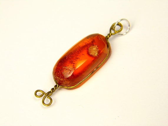 Vintage Baltic Amber Pendant Brown Cognac Transparent Natural Genuine Stone A0321