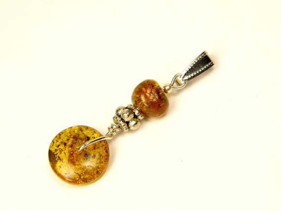 Baltic Amber Pendant Charm Green Transparent Natural Stone Genuine Gemstone A0313