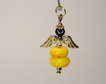 Baltic Amber Angel Pendant Charm Yellow / Butterscotch / Egg Yolk Natural Stone Genuine Gemstone A0337