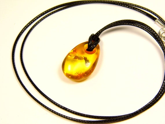 Baltic Amber Teardrop Pendant Brown Cognac Transparent Natural 4522