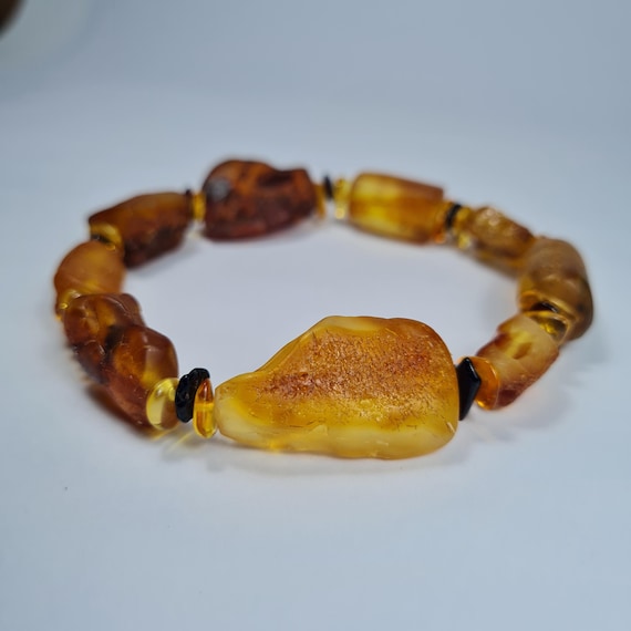 Baltic Amber bracelet natural genuine stones 16 grams unique authentic women's jewelry brown color A0387