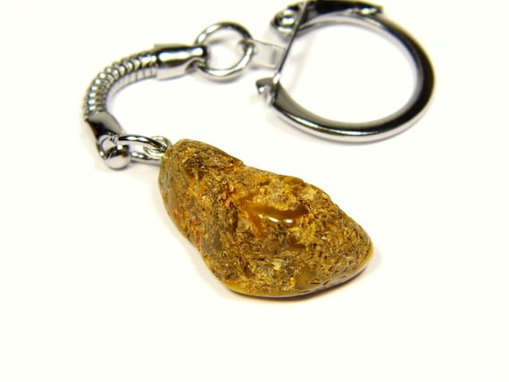 Baltic Amber Keychain Keyring Pendant Charm Souvenir Brown Green Natural 5092