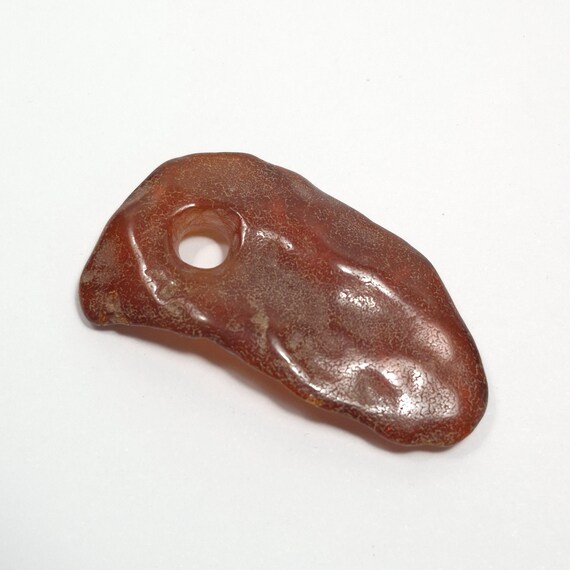 Baltic Amber Pendant Amulet With Hole Brown Cognac Natural Stone Genuine A0456