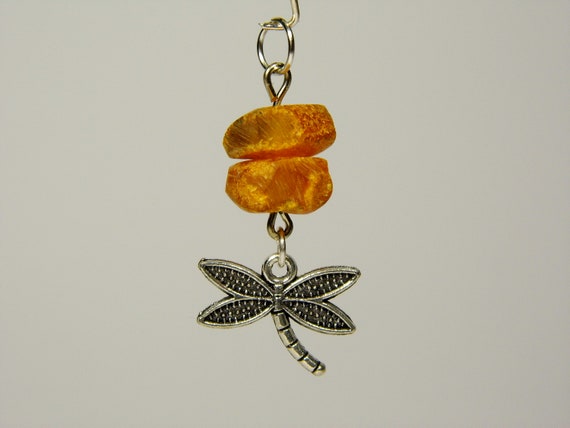 Baltic Amber Pendant Charm Dragonfly Cognac Natural Stone Genuine Gemstone 6117