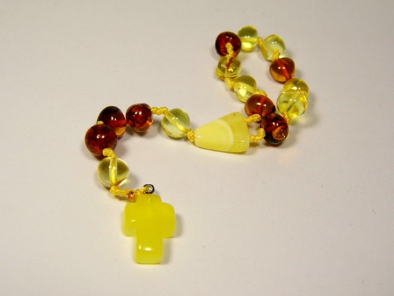 Baltic Amber Mini Pocket Rosary Chaplet Catholic Christian Multicolor 5441