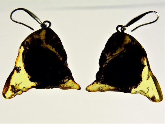 Natural Baltic Amber women's dingle / drop earrings 6.5gr. brown 1209a