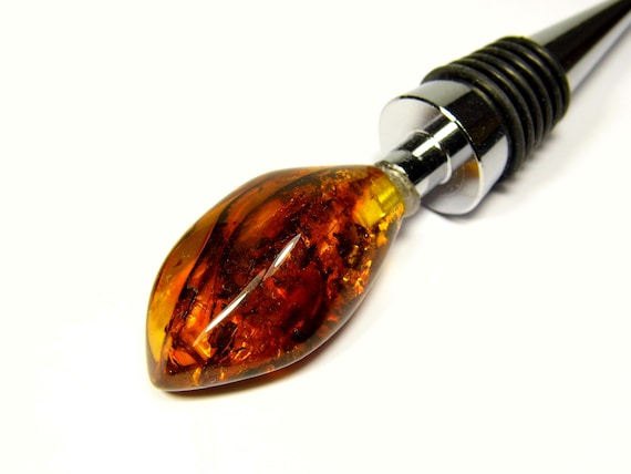 Baltic Amber Bottle Stopper Natural Polished Transparent Stone Gemstone A0106