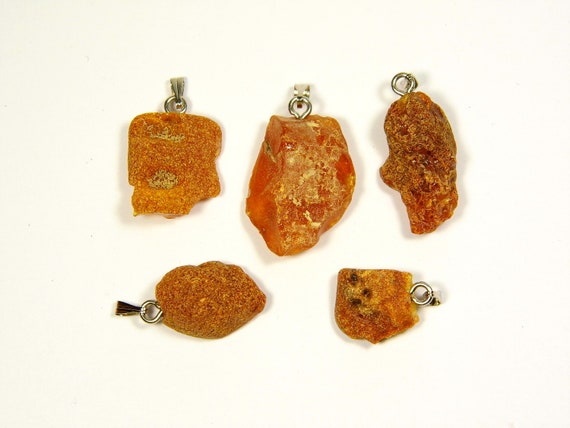 Lot of 5 Baltic Amber Pendants 7.1gr. Brown Women's Raw Natural Gemstone 4472