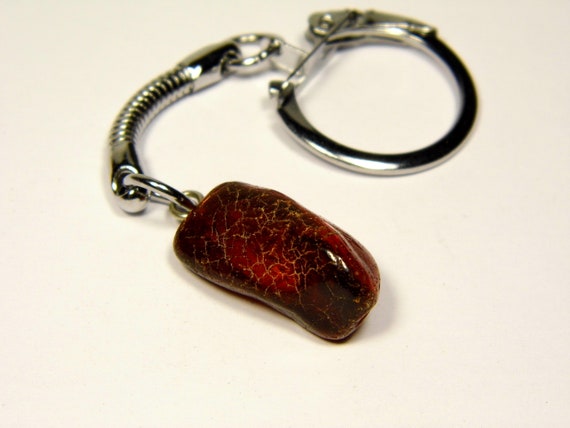 Baltic Amber Keychain Keyring Pendant Charm Souvenir Brown Stone Natural 5355