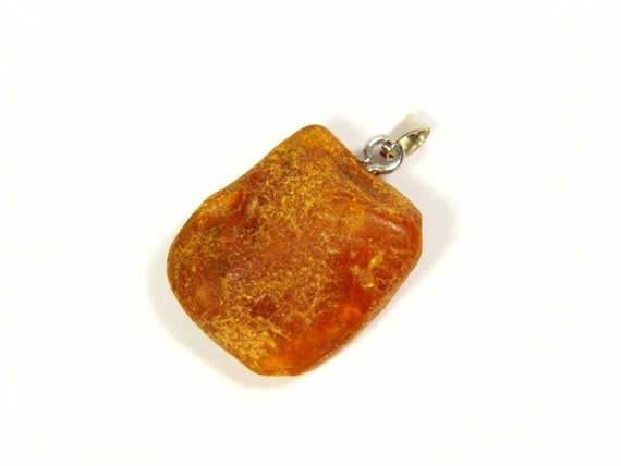 Baltic Amber Pendant 3.1gr Brown Raw Unpolished Natural Stone Genuine 4329