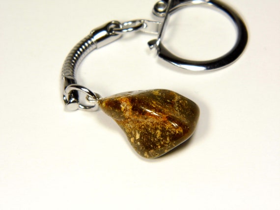 Baltic Amber Keychain Keyring Pendant Charm Souvenir Brown Natural Stone 5081