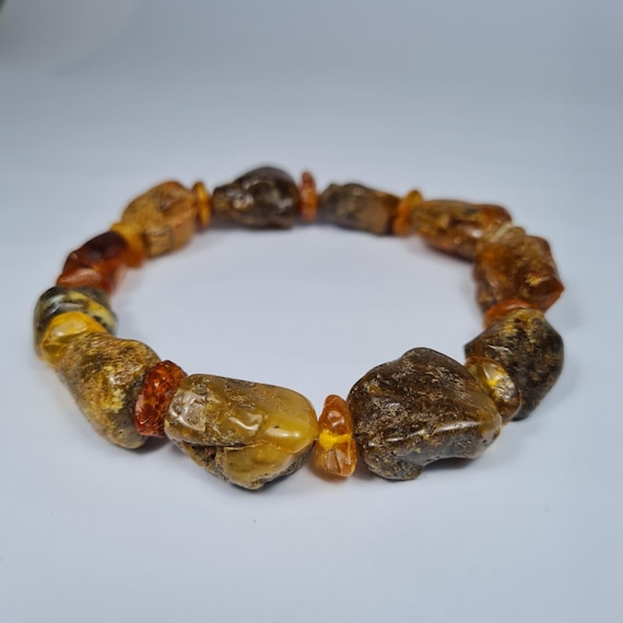 Baltic Amber bracelet natural genuine stones 18 grams unique authentic women's jewelry brown color A0398