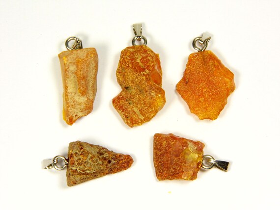 Lot of 5 Baltic Amber Pendants 5.1gr. Brown Women's Raw Natural Gemstone 4464