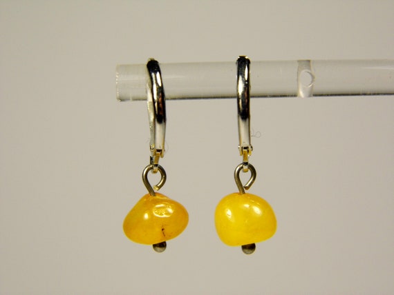 Baltic Amber Dangle Drop Earrings Yellow Natural Stone  Genuine Gemstone 5944