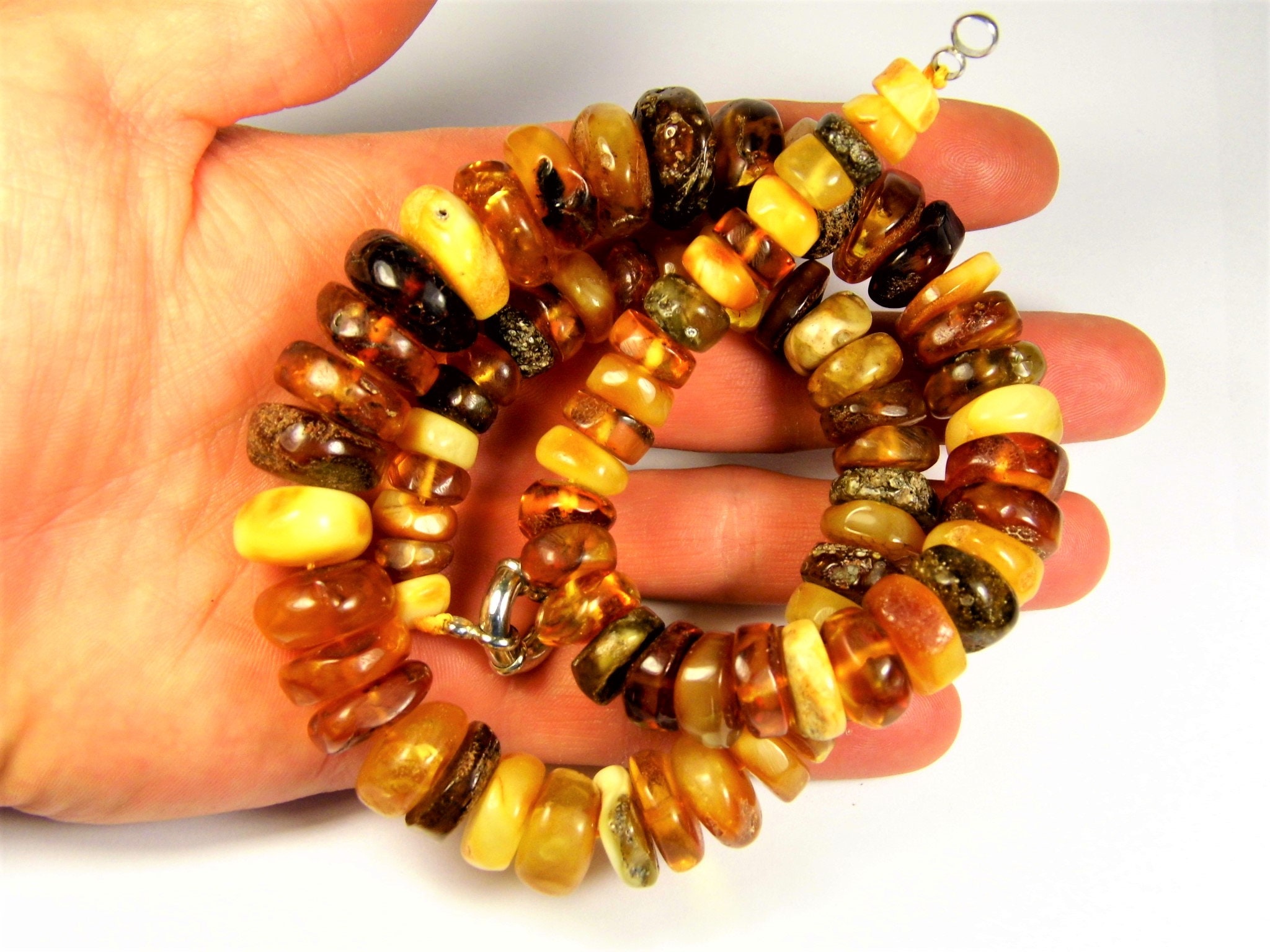 Natural multi-color Baltic Amber genuine gemstone necklace authentic ...
