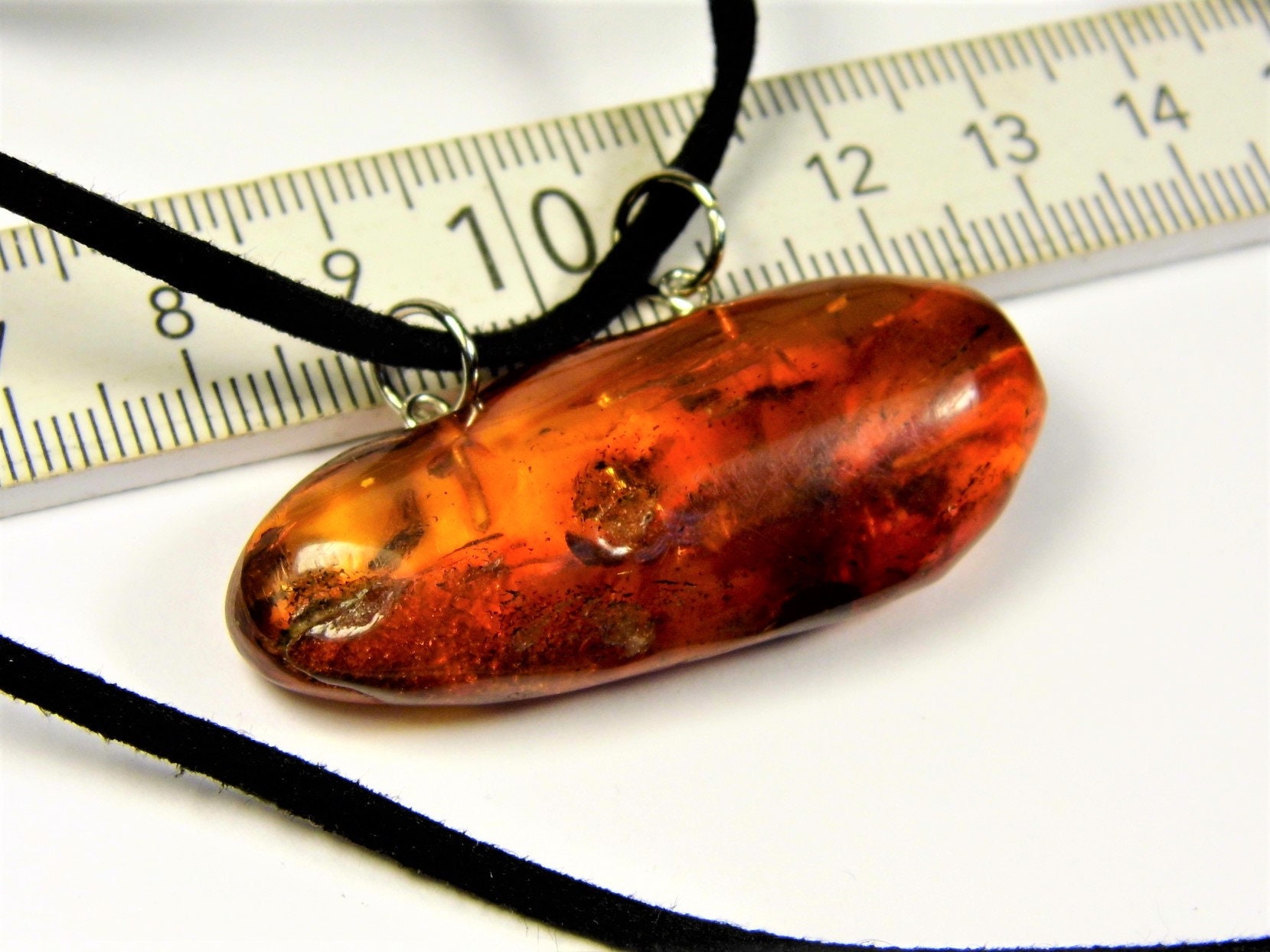 Baltic Amber stone natural genuine polished pendant necklace