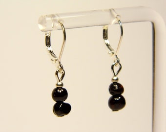 Natural Baltic Amber dangle / drop women's earrings black 4179