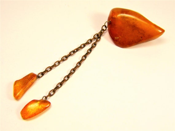 Old natural Baltic Amber women's retro vintage brooch 3580