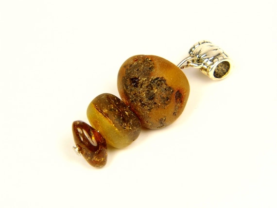 Baltic Amber Pendant 6.5gr Brown Green Unpolished Rough Natural Stone Genuine A0317