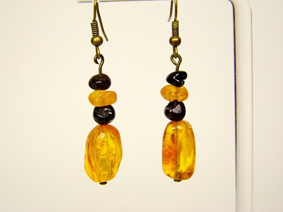Baltic Amber Dangle Drop Earrings Multicolor Natural Stone Genuine Gemstone A0347