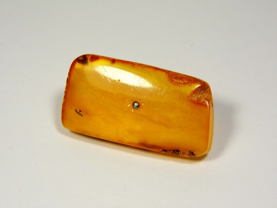 Vintage Baltic Amber Cufflink Butterscotch Egg yolk Yellow Brown Old Stone 5985