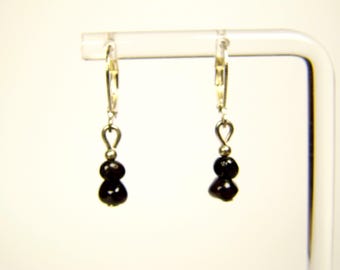 Baltic Amber Dangle Drop Earrings Black Natural Stone Genuine Gemstone A0358