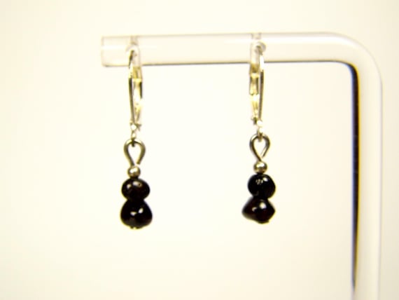 Baltic Amber Dangle Drop Earrings Black Natural Stone Genuine Gemstone A0358