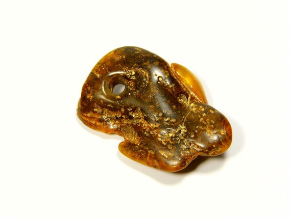 Baltic Amber Pendant Amulet With Hole 10gr. Brown Green Natural Stone 5784