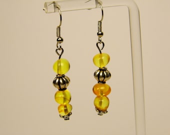 Baltic Amber Dangle Drop Earrings Yellow Transparent Natural Stone Genuine Gemstone A0260