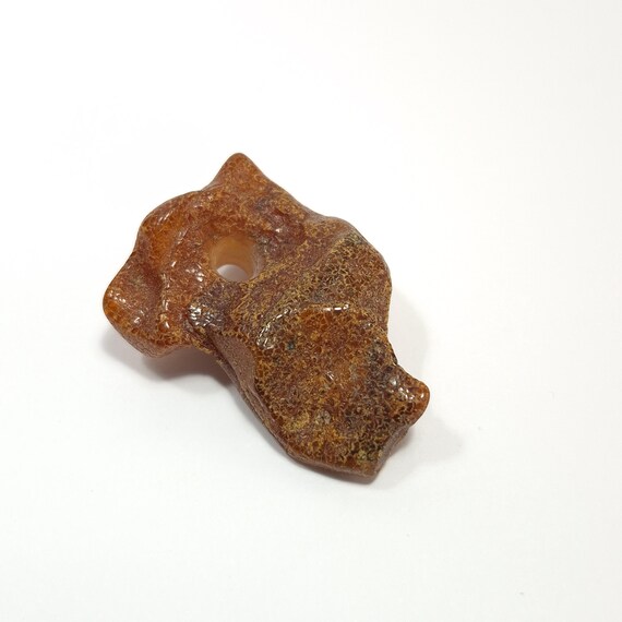 Baltic Amber Pendant Amulet With Hole Brown Cognac Natural Stone Genuine A0446