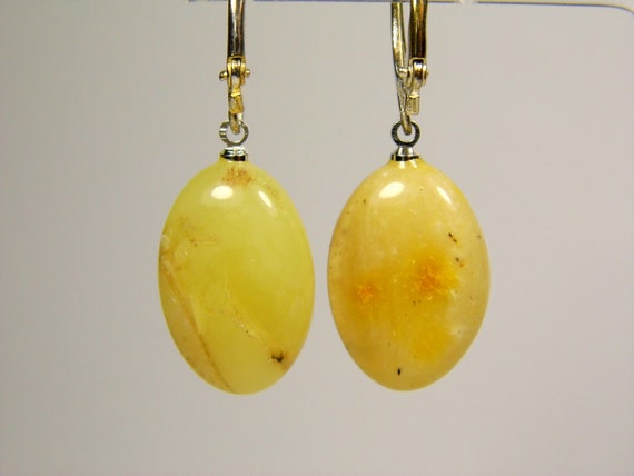 Baltic Amber Dangle Drop Earrings Yellow Women's Natural Genuine Gemstone 4979