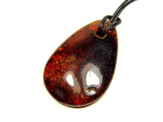 Baltic Amber Teardrop Pendant Brown Cognac Transparent Natural A0045