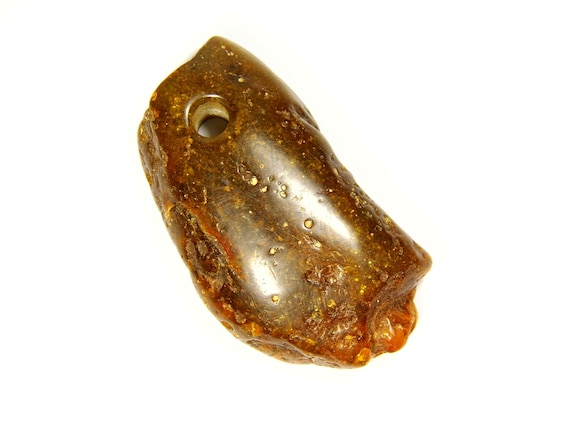 Baltic Amber Pendant Amulet With Hole 24gr. Brown Green Natural Stone 5782
