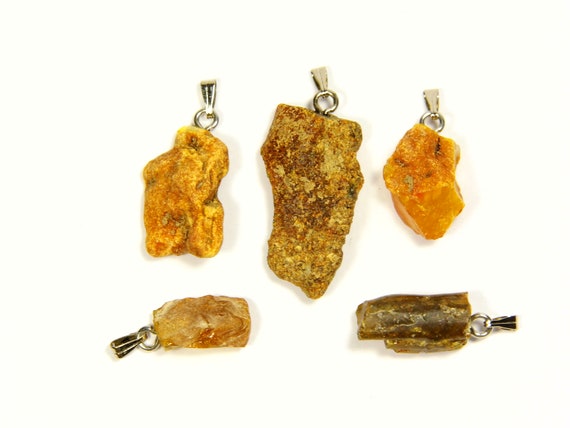 Lot of 5 Baltic Amber Pendants 6.3gr. Brown Women's Raw Natural Gemstone 4480