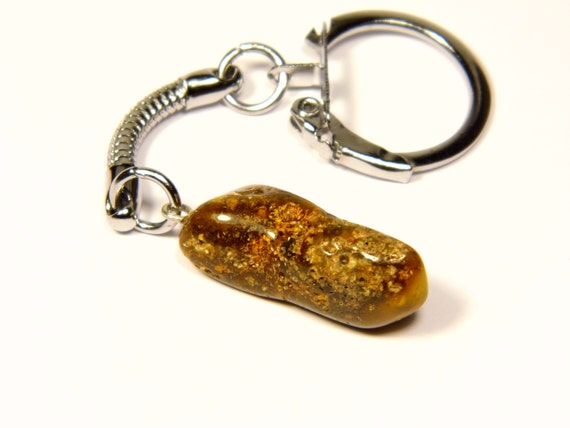 Baltic Amber Keychain Keyring Pendant Charm Souvenir Brown Green Natural 5180