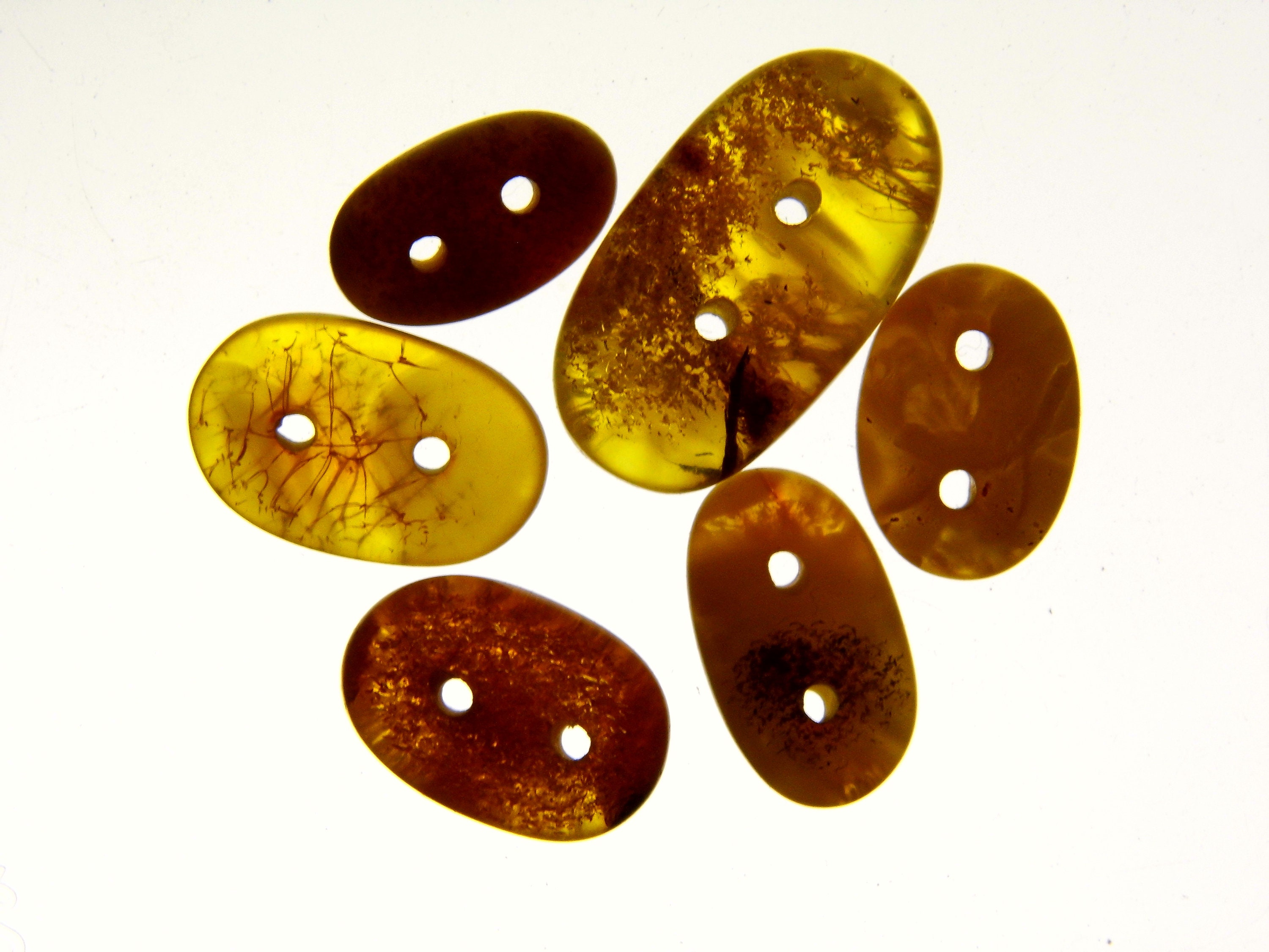 Lot of 6 Baltic Amber Buttons For Clothes Polished Brown Yellow ...