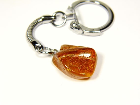 Baltic Amber Keychain Keyring Pendant Charm Souvenir Brown Stone Natural 5323