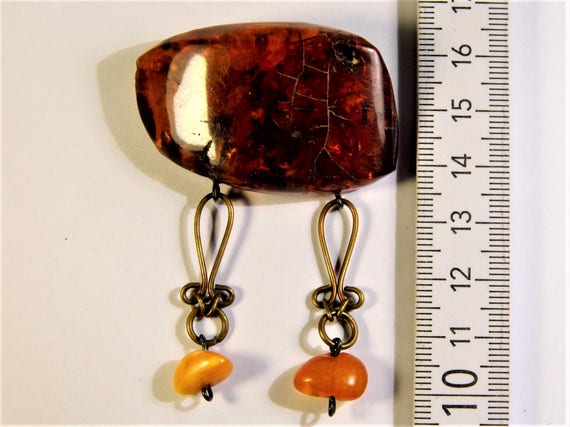 Cognac / butterscotch natural genuine Baltic Amber old vintage antique retro authentic brooch women's jewelry 15 grams FREE SHIPPING 1330