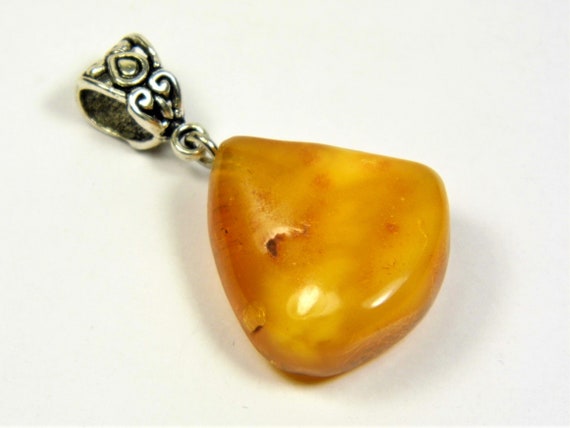 Natural genuine Baltic Amber stone pendant butterscotch / egg yolk / brown 4.5 grams unique women's jewelry authentic rare 3942