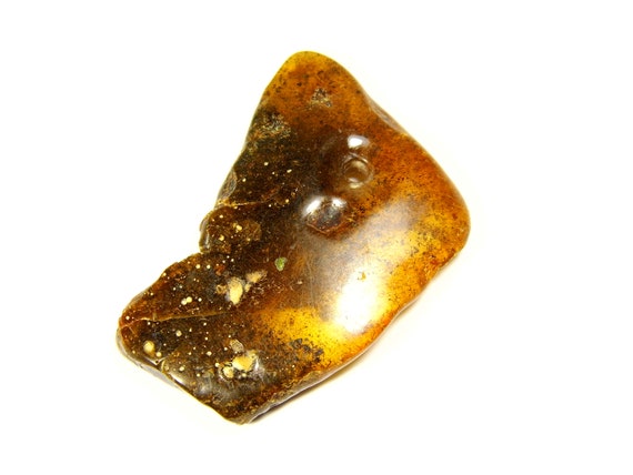 Baltic Amber Pendant Amulet With Hole 6.6gr. Brown Black Natural Stone 5805