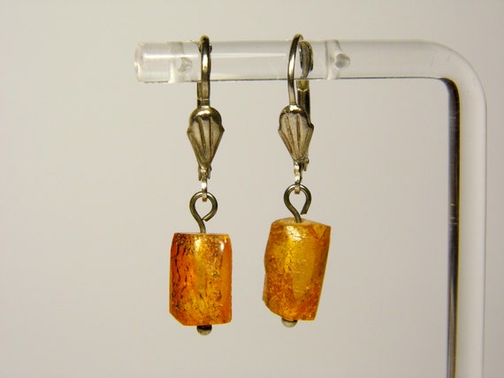 Baltic Amber Dangle Drop Earrings Brown Natural Stone Genuine Gemstone 5951