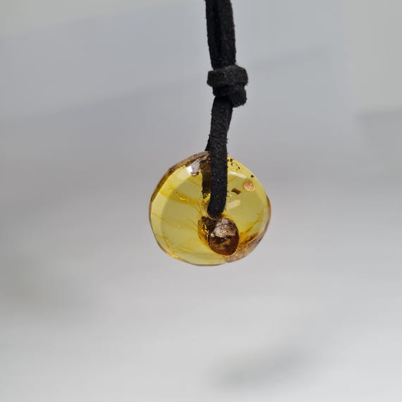 Baltic Amber Donut Pendant Brown Cognac Transparent Natural A0397