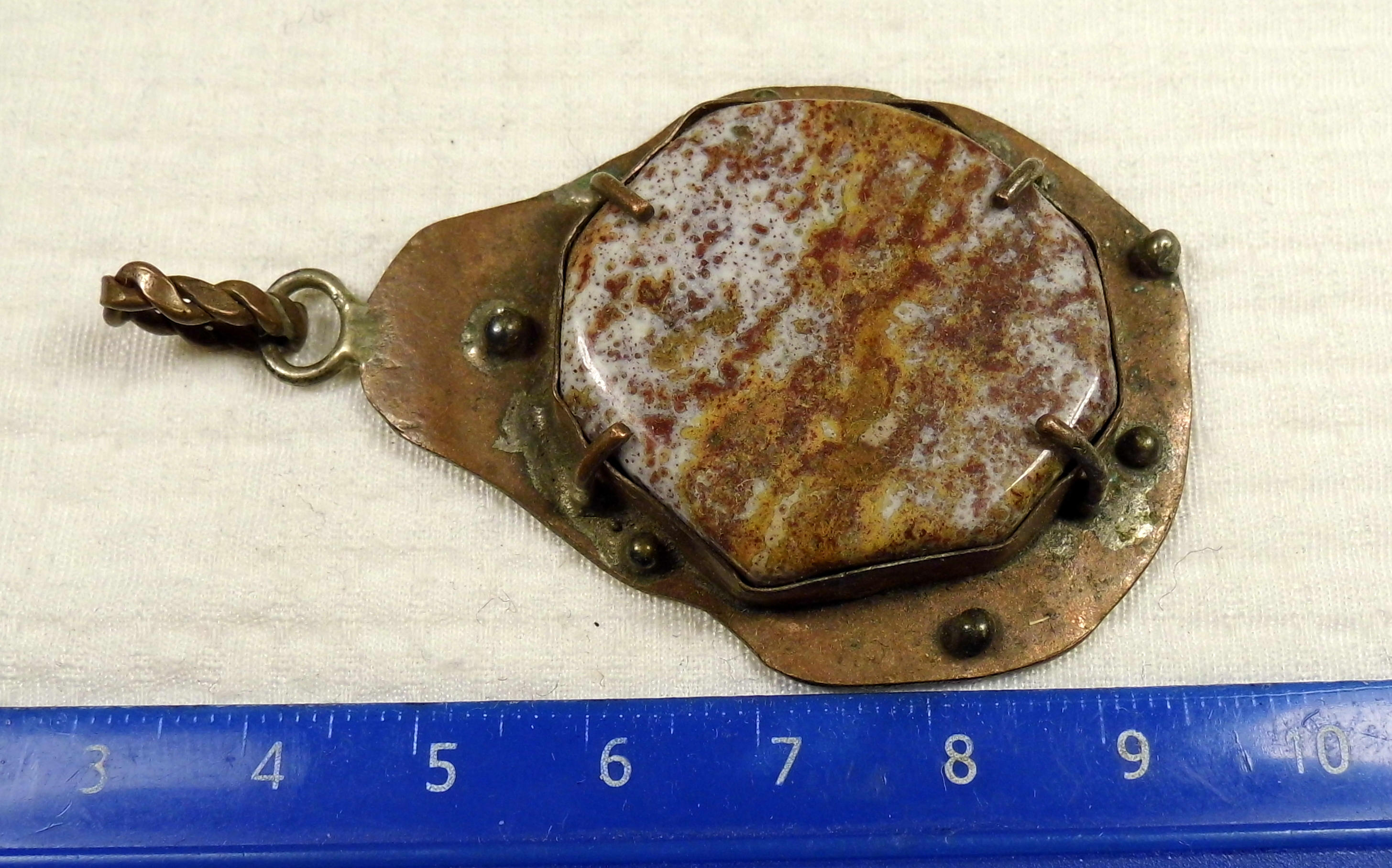 Old vintage antique retro Jasper stone and Copper pendant locket ...