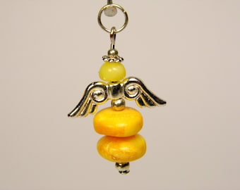 Baltic Amber Angel Pendant Charm Yellow / Butterscotch / Egg Yolk Natural Stone Genuine Gemstone A0335
